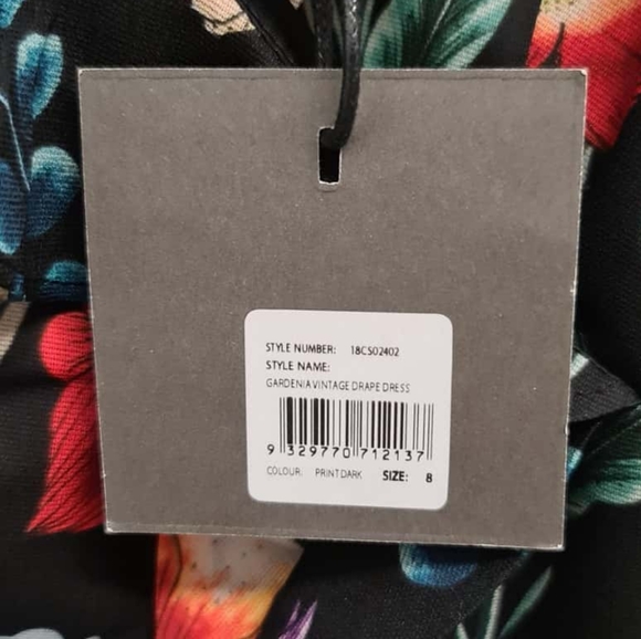 COOPER ST Gardenia Vintage Drape Black Floral Midi Dress NWT - Picture 8 of 11